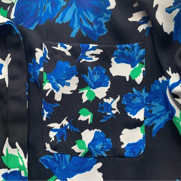 Warehouse Black Floral Shirt Blouse Top  Long Sleeve Button Down Pocket Sz UK 12 - Picture 13 of 13